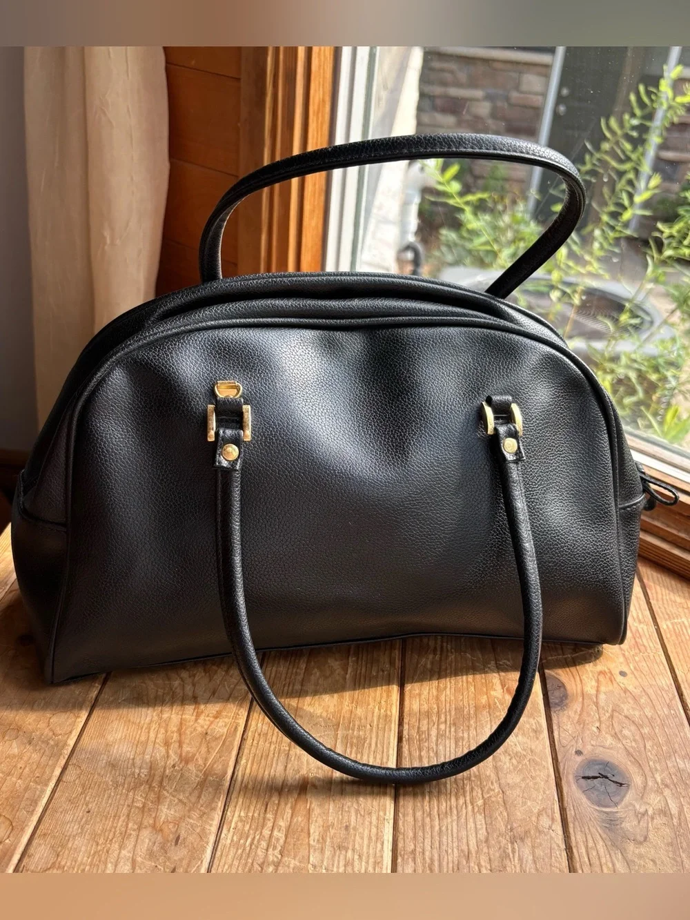 Kathy Ireland Black Structured Shoulder Bag